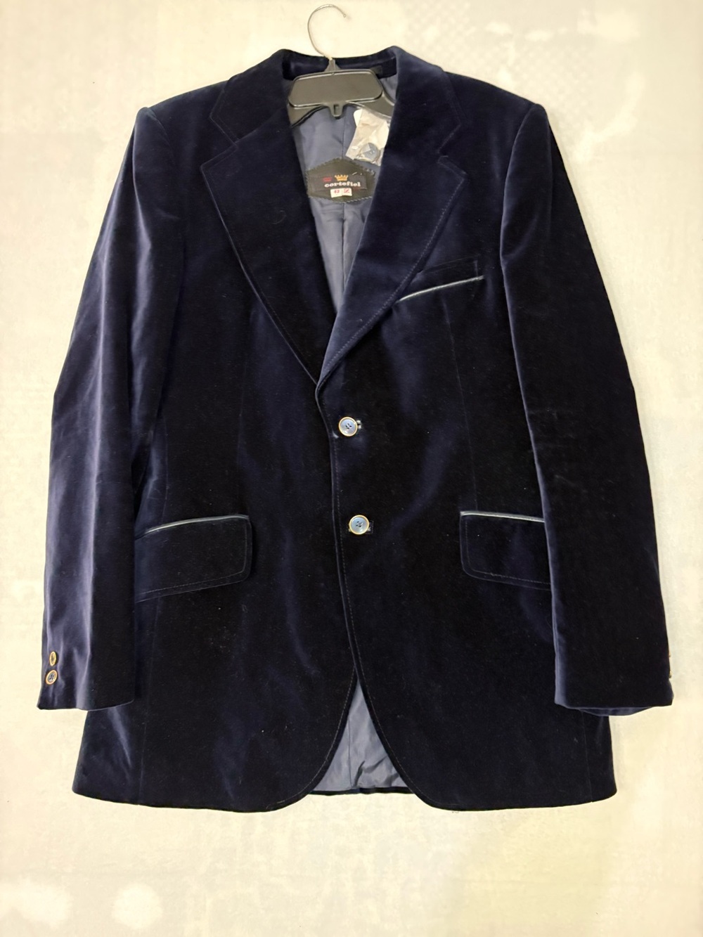 Vintage Cortefiel Men's Dark Navy Velvet Sport Coat - NWT SIZE 42L